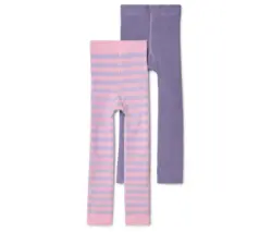 2 Kinder-Frottee-Strickleggings, rosa