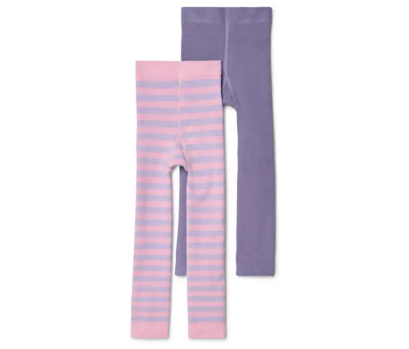 2 Kinder-Frottee-Strickleggings, rosa