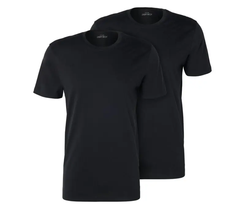 2 T-Shirts mit Rundhalsausschnitt, schwarz