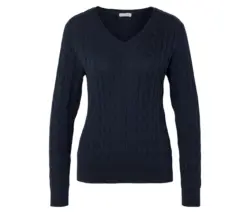 Zopfstrickpullover, dunkelblau