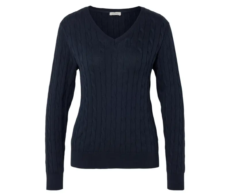 Zopfstrickpullover, dunkelblau