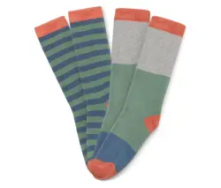 2 Paar Kinder-Gummistiefel-Socken, Blockstreifen