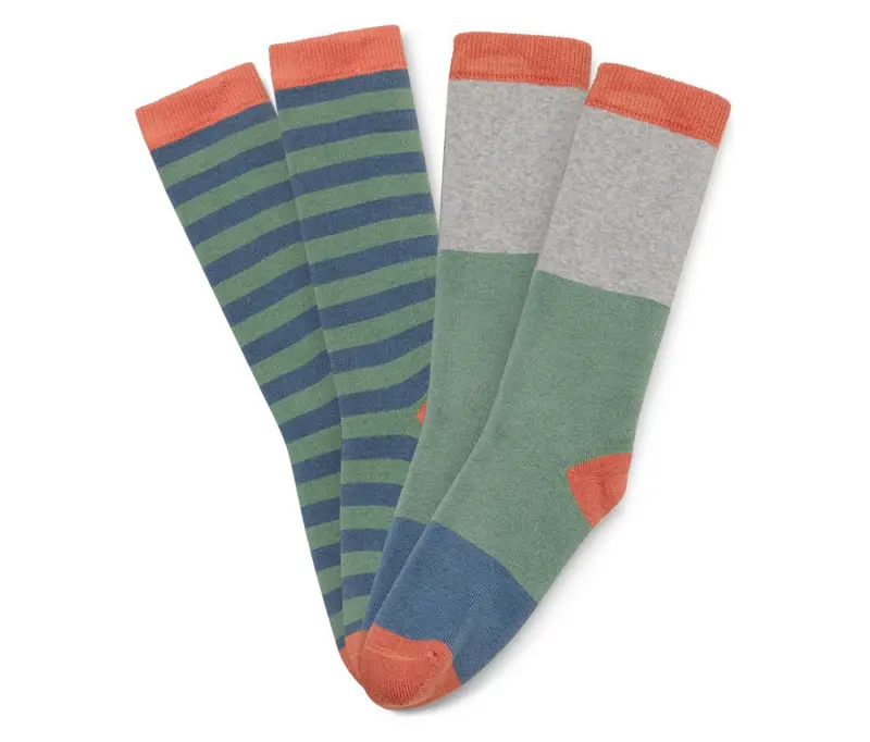 2 Paar Kinder-Gummistiefel-Socken, Blockstreifen