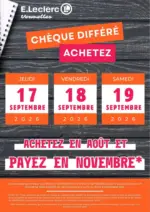 E.Leclerc OPERATION CHEQUE DIFFERE - au 19.09.2026