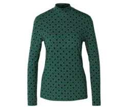 Blusenshirt mit Stehkragen, dunkelgr&uuml;n