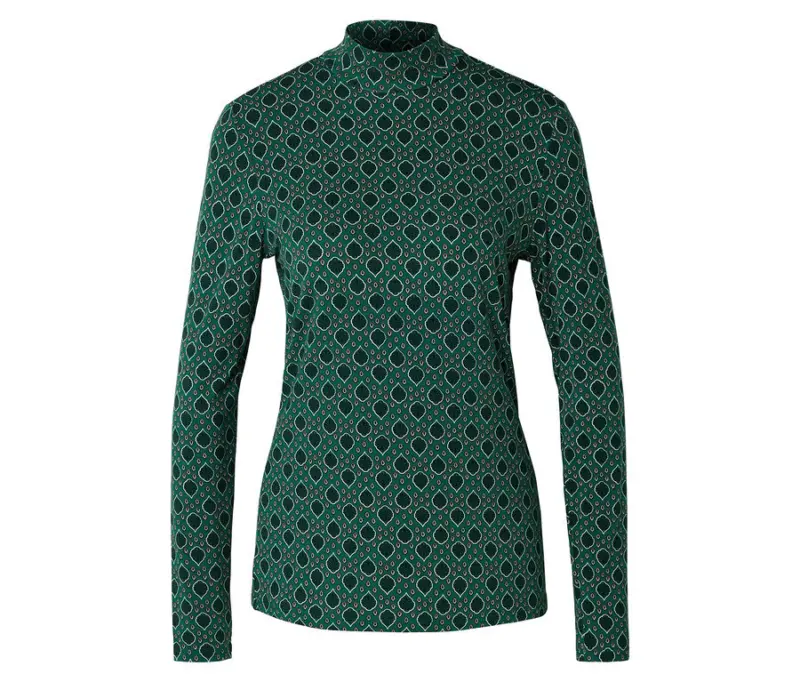 Blusenshirt mit Stehkragen, dunkelgr&uuml;n
