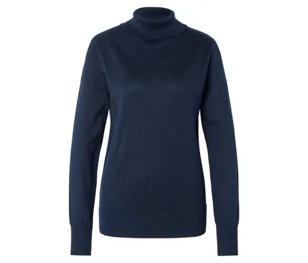 Feinstrick-Rollkragenpullover, dunkelblau