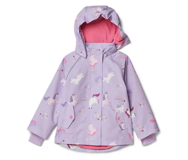 Kinder-Thermo-Regenjacke mit Fleecefutter, Einhorn