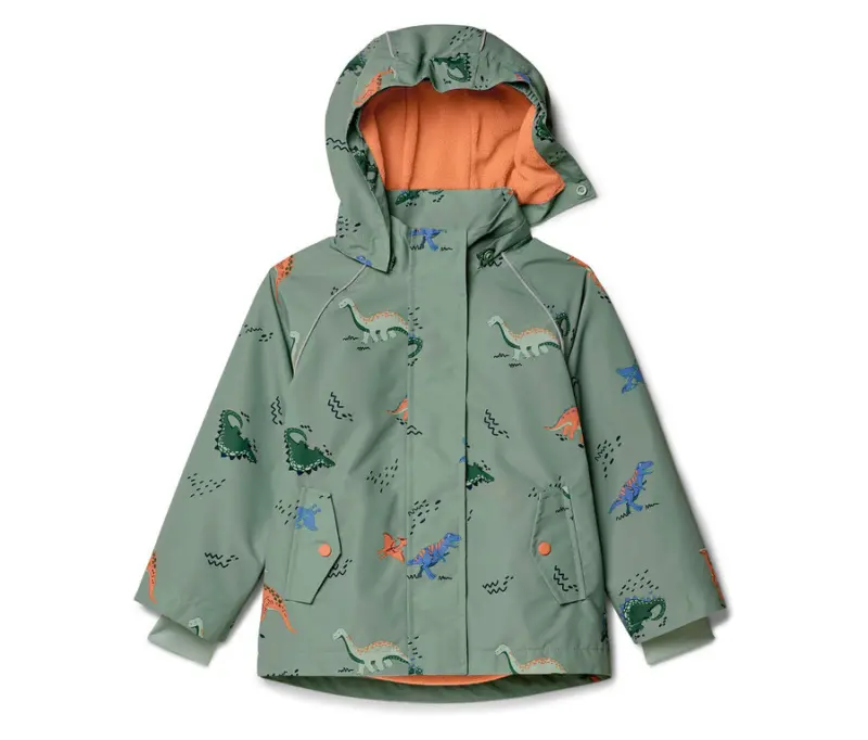 Kinder-Thermo-Regenjacke mit Fleecefutter, Dino