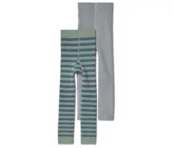2 Kinder-Frottee-Strickleggings, dunkelgr&uuml;n