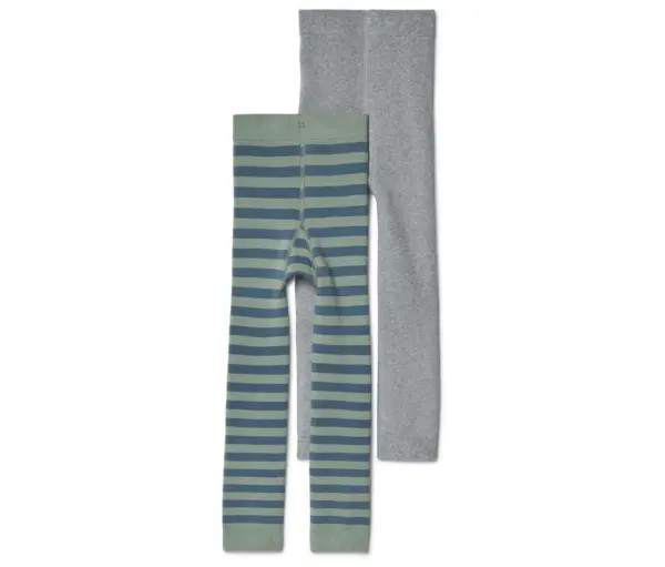 2 Kinder-Frottee-Strickleggings, dunkelgr&uuml;n