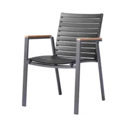 Gartensessel Mood Extreme Anthrazit/Teakholz stapelbar