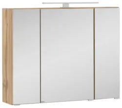 Spiegelschrank Kopenhagen mit LED 3-t&uuml;rig ca. 80x64 cm Eiche