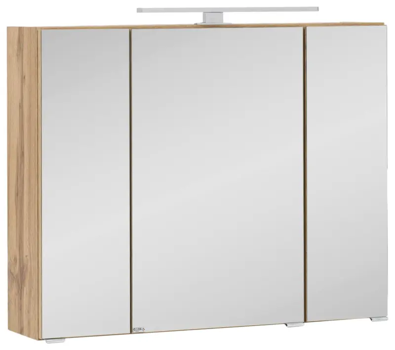 Spiegelschrank Kopenhagen mit LED 3-t&uuml;rig ca. 80x64 cm Eiche