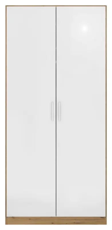 Dreht&uuml;renschrank Berlin Wei&szlig; Hochglanz, Eiche Artisan
