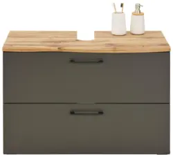 Waschbeckenunterschrank in Eichefarben/Grau