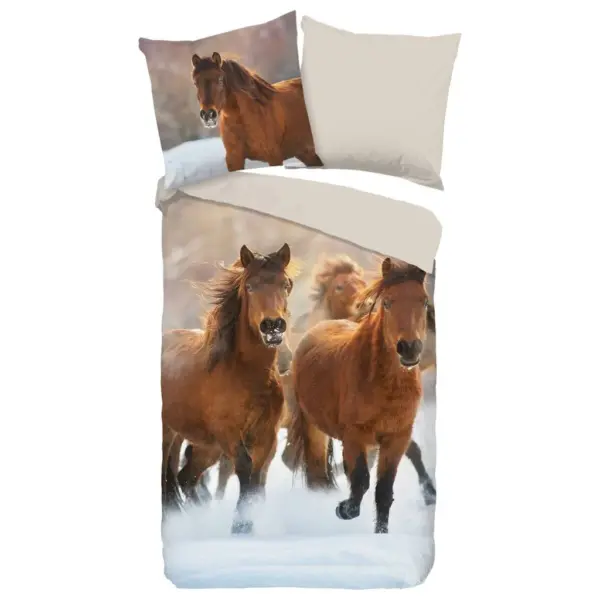Baumwoll Bettw&auml;sche Ponies Flanell