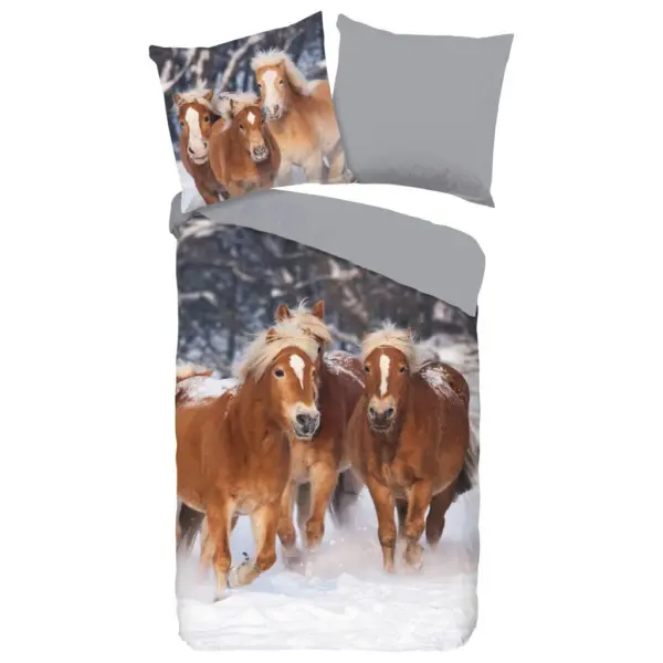 Baumwoll Bettw&auml;sche Happy Horses Flanell