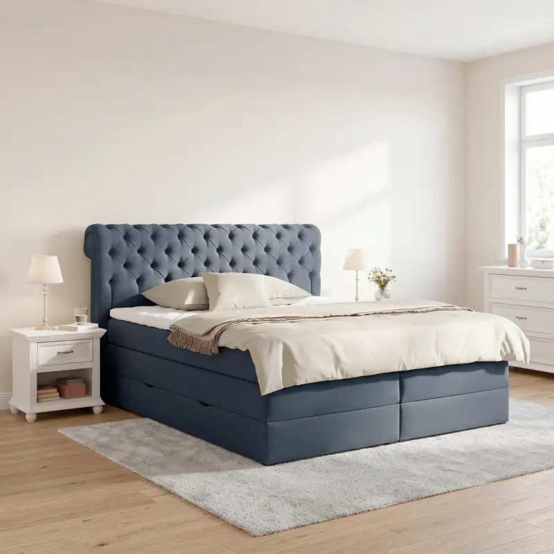 Boxspringbett Belano Dunkelblau 200x200cm