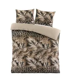 Bettw&auml;sche Jungle XXL Sand/Schwarz ca. 200x220cm