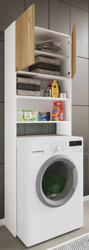 Waschmaschinenschrank JUTAS Honig Eiche Wei&szlig;