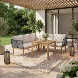 Dining-Loungeset Julina Creme Outdoorstoff/Metall