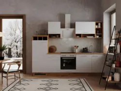 K&uuml;chenblock Economy mit Ger&auml;te Wei&szlig;/Eiche B: 280 cm