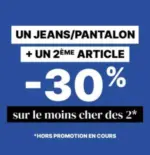 Bonobo Un jeans / pantalon + un 2&egrave;me article = -30% sur le moins cher des 2 - au 04.10.2026