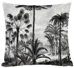 Kissenh&uuml;lle Floral Schwarz/Wei&szlig; ca. 45x45cm
