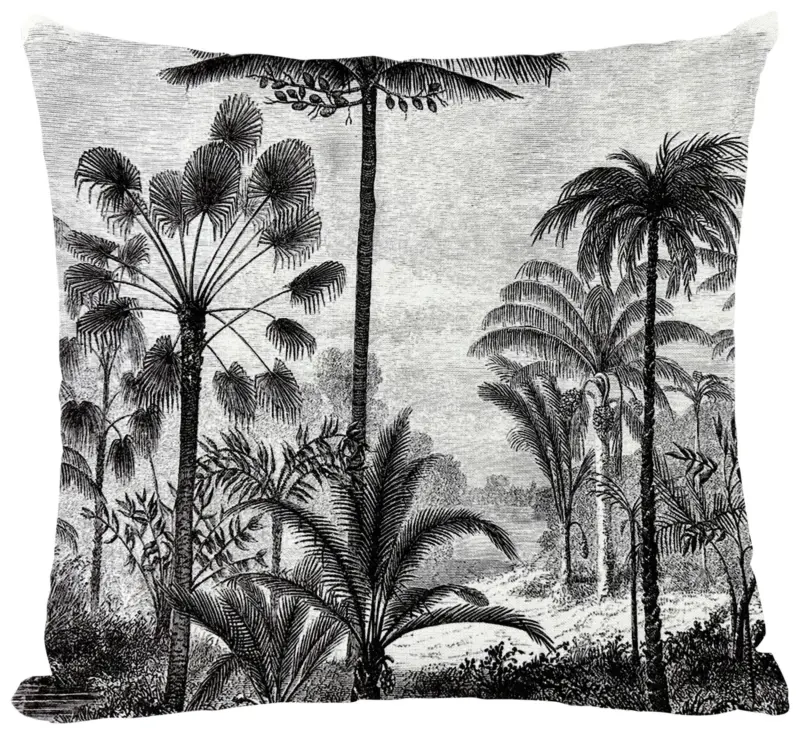 Kissenh&uuml;lle Floral Schwarz/Wei&szlig; ca. 45x45cm