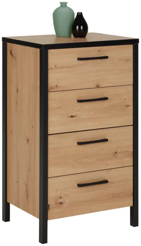 Kommode in Schwarz/Eichefarben