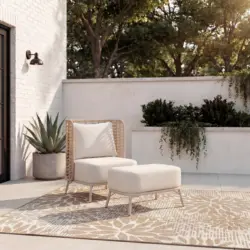Gartensessel Iska Creme Outdoorstoff/Metall +Abdeckung