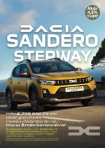 Dacia Sandero: Dacia SANDERO STEPWAY &aacute;rlista let&ouml;lt&eacute;se - 2026.10.16 napig