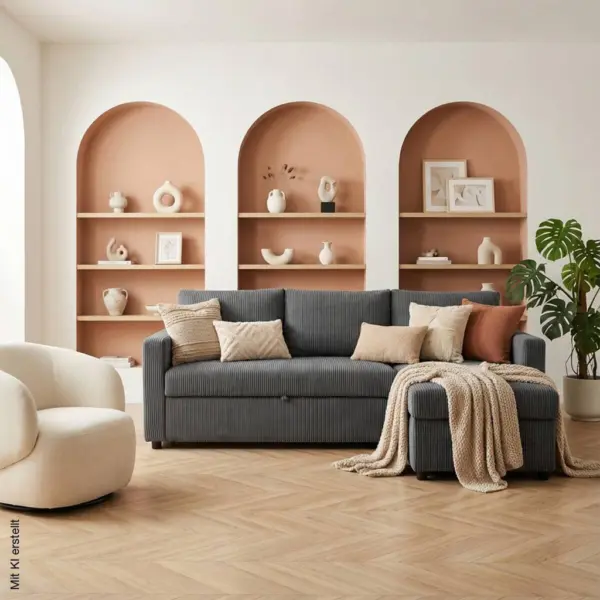 Ecksofa mit Bettfunktion und Bettkasten