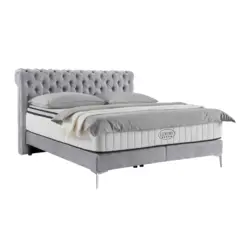 Boxspringbett Queen in Hellgrau ca. 160x200cm