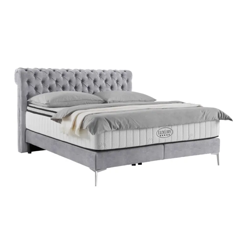 Boxspringbett Queen in Hellgrau ca. 160x200cm