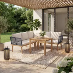 Dining-Loungeset Julina Creme Outdoorstoff/Metall