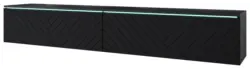 Lowboard ca. 180x30 cm mit LED Fischgr&auml;te Schwarz