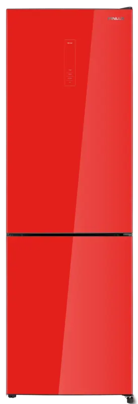 Хладилник с фризер Finlux FBN340R GLASS , 322 l, E , No Frost , Червено стъкло