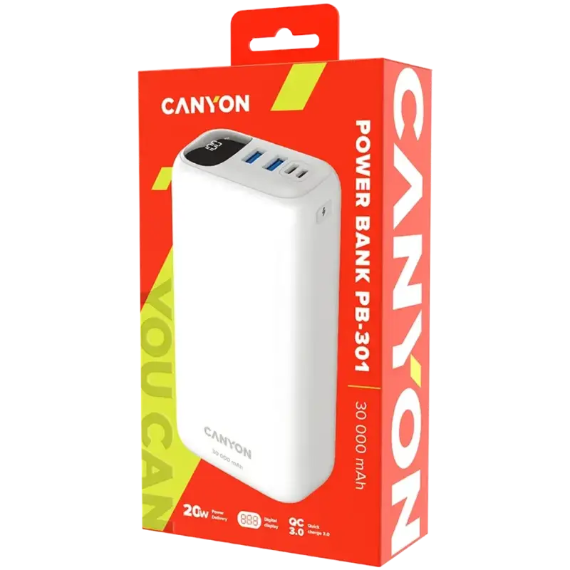 Външна батерия Canyon CNE-CPB301W Бяла 30000 mAh