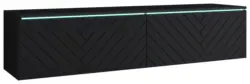 TV-Lowboard mit LED ca. 140x30 cm Schwarz Fischgr.