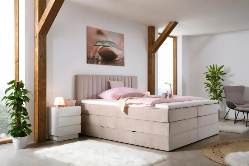 Boxspringbett Simon in Beige ca. 160x200cm
