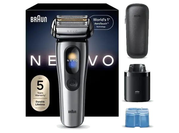 Braun Nevo 15000cc Elektrorasierer (Akkubetrieb, Silber, Nevo Scherkopf mit AeroTouch-Rasiertechnologie)