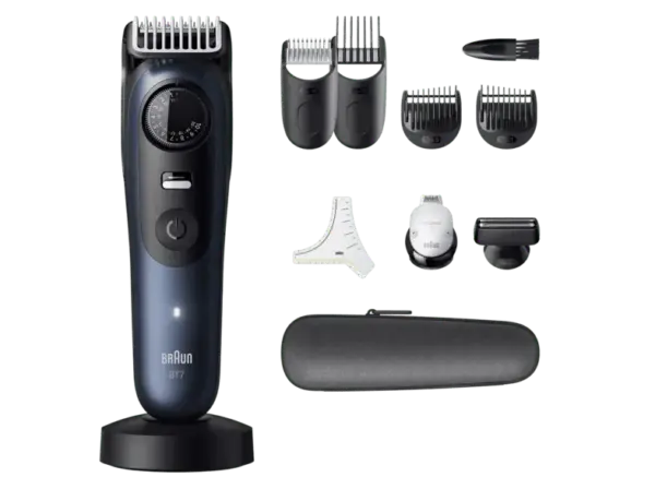 Braun Series 7 All-in-One AIO7540 - Golden Ribbon Barttrimmer, Blau, Akkubetrieb