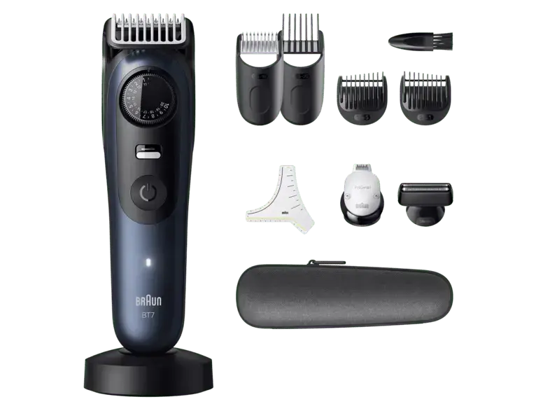 Braun Series 7 All-in-One AIO7540 - Golden Ribbon Barttrimmer, Blau, Akkubetrieb
