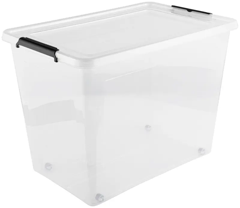Box mit Deckel Action in Schwarz/Transparent ca. 80l