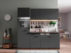 K&uuml;chenblock Oliver mit Ger&auml;ten ca. 205 cm Grau