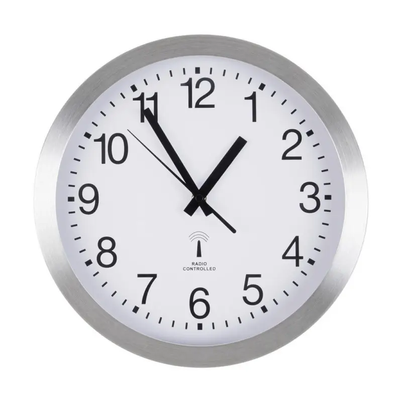 Wanduhr Silberfarben, Wei&szlig;