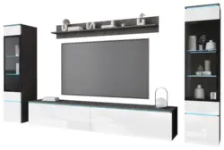 Wohnwand Vera 4-tlg. ca. 240x130 cm Anthrazit/Wei&szlig;