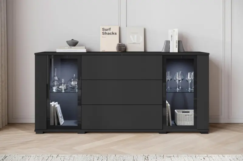 Sideboard Caro ca. 150x70 cm Schwarz